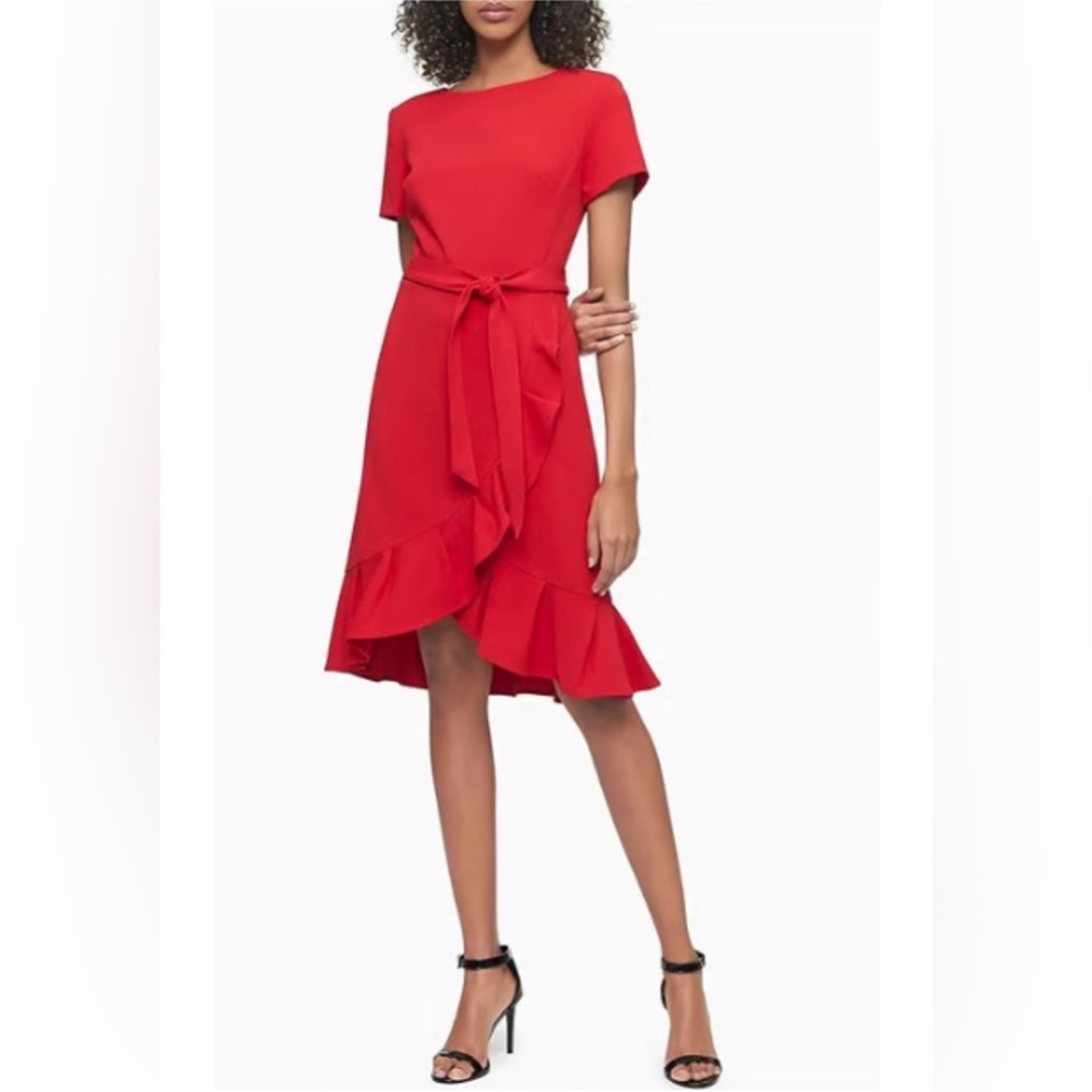 Calvin Klein Scarlet High Low Dress